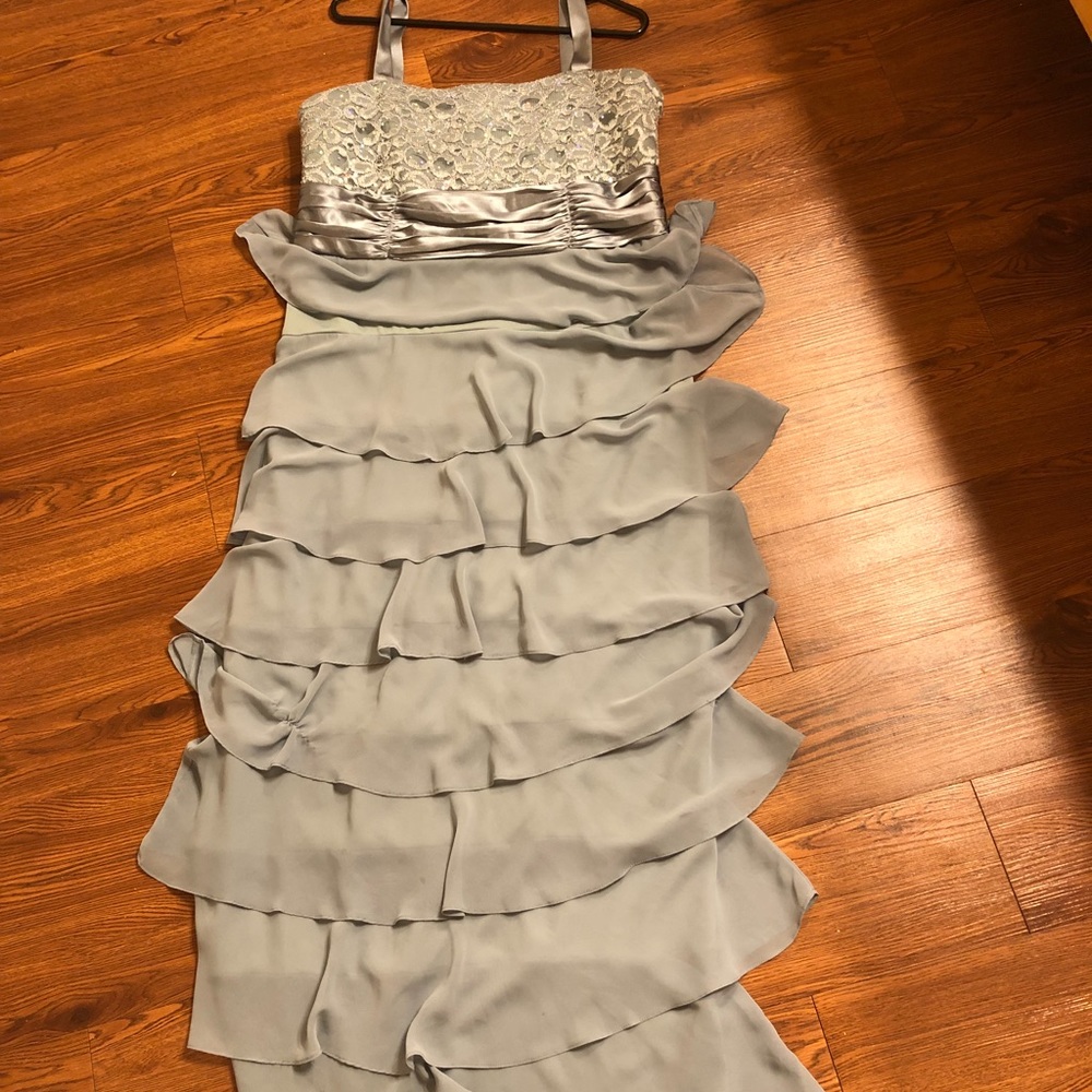 Beautiful figure flattering light gray dress
